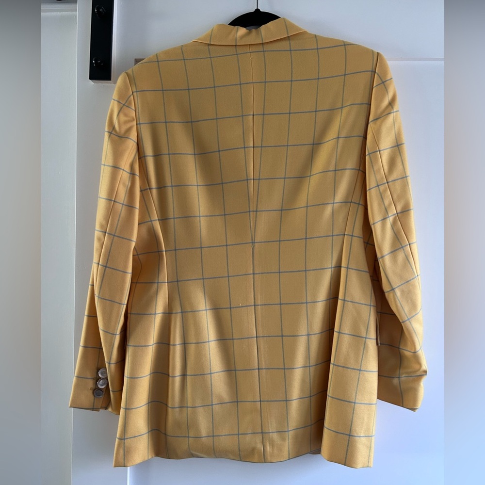 ESCADA MARGARETHA LEY Yellow Cashmere Window Pane Vintage Blazer Jacket 40 M - Picture 7 of 8